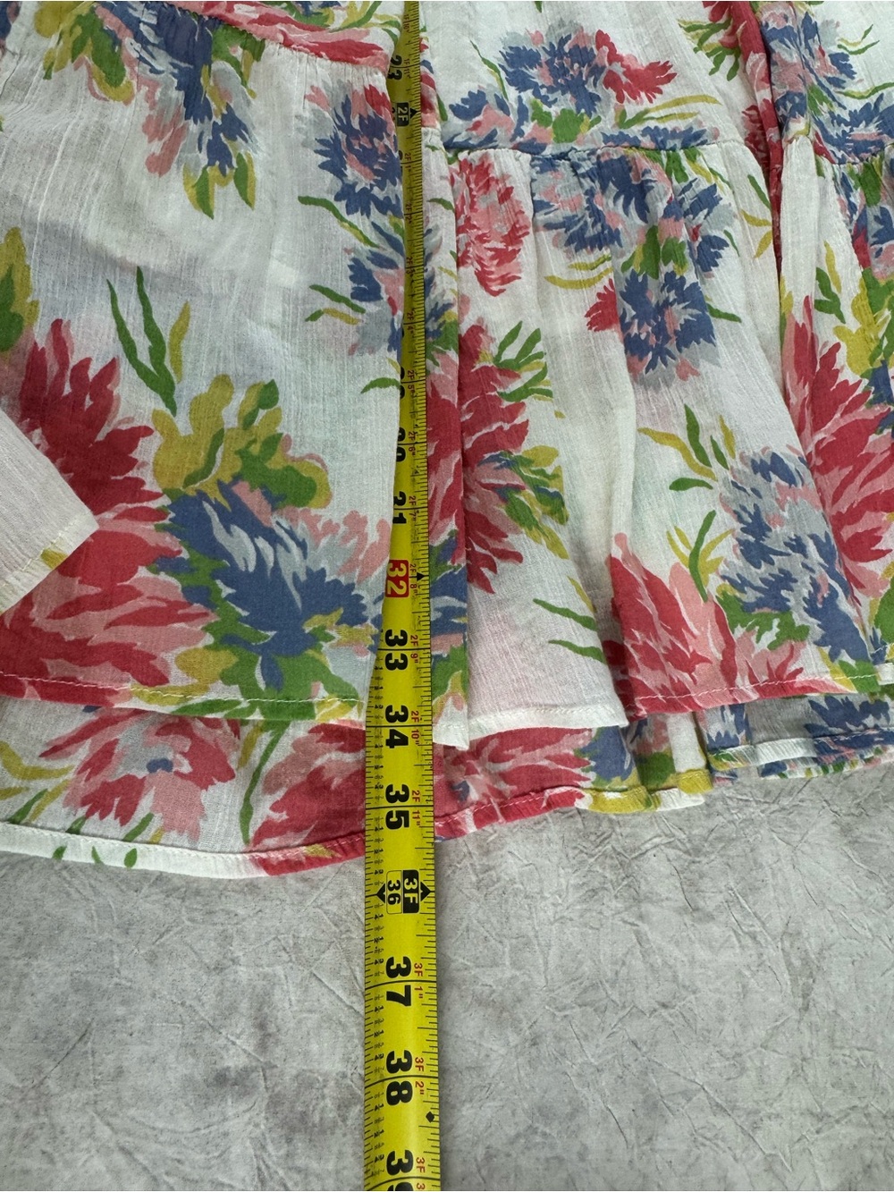 Chaps White Tiered Maxi Skirt with Pink, Blue & Green Floral Print Large - Picture 5 of 11
